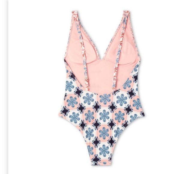 NWT Agua Bendita x Target one-piece coral mixed tile print bathing suit - Picture 3 of 3